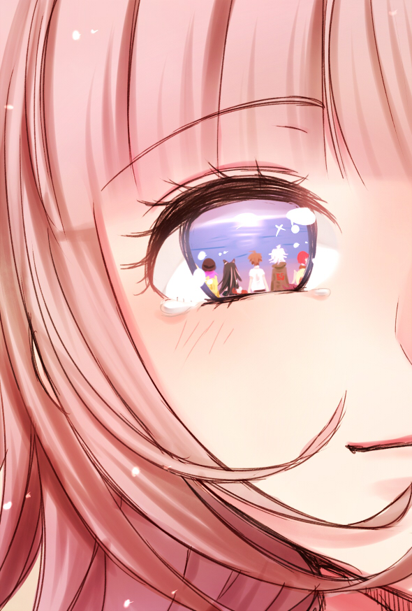 nanami chiaki, komaeda nagito, hinata hajime, mioda ibuki, koizumi mahiru, and 1 more (danganronpa and 1 more) drawn by nico_(nico_alice)