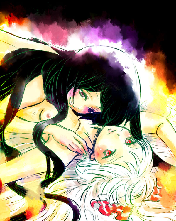 fujiwara no mokou and houraisan kaguya (touhou) drawn by sada_noriko