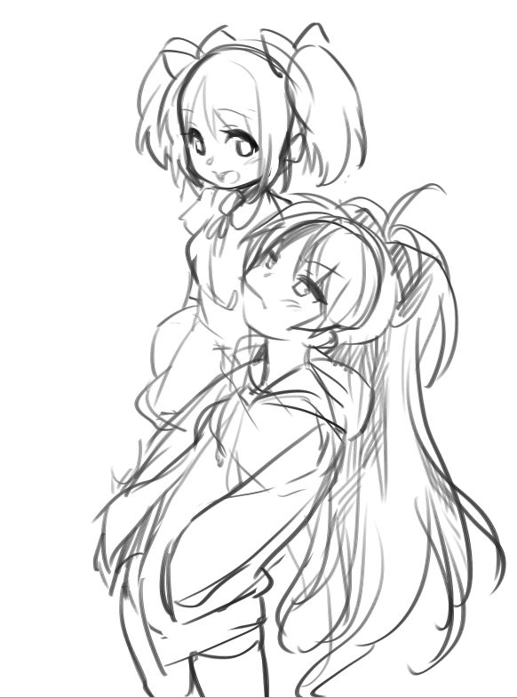 kaname madoka and sakura kyoko (mahou shoujo madoka magica) drawn by agawa_ryou
