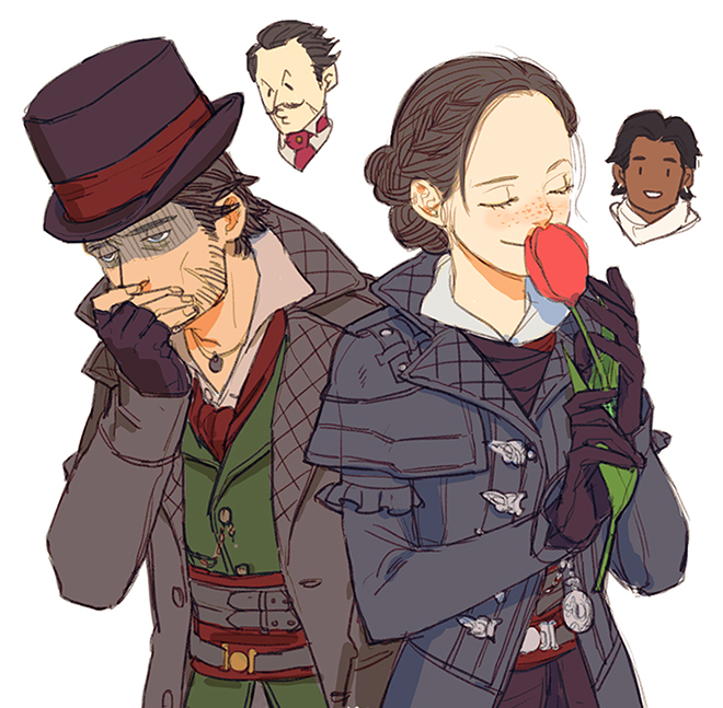evie frye, jacob frye, maxwell roth, and henry green (assassin's creed and 1 more) drawn by y_(chos)