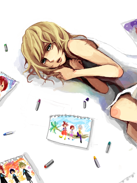 sora, roxas, kairi, riku, xion, and 2 more (kingdom hearts) drawn by sdhh