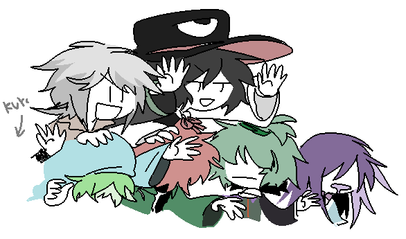enraku tsubakura, houlen yabusame, kurohebi, adagumo no saragimaru, shitodo hooaka, and 2 more (len'en) drawn by ling_s