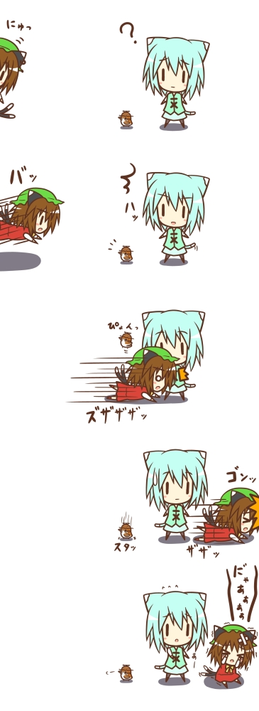 chen, tatara kogasa, and mystia lorelei (touhou) drawn by hestia_(neko_itachi)