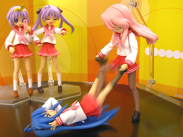 hiiragi kagami, izumi konata, hiiragi tsukasa, and takara miyuki (lucky star)