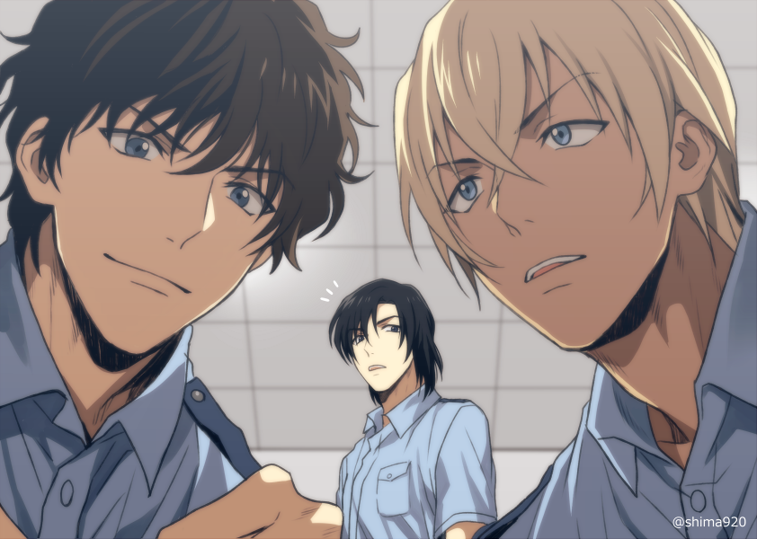 amuro tooru, matsuda jinpei, and hagiwara kenji (meitantei conan) drawn by mashima_shima