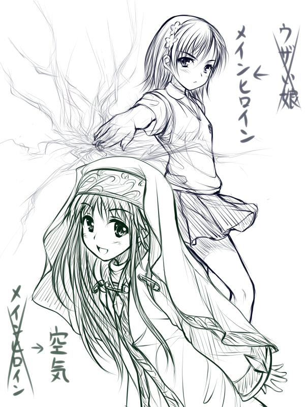 misaka mikoto and index (toaru majutsu no index) drawn by uni8