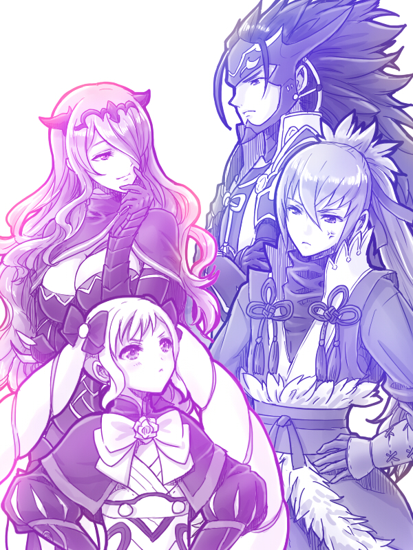 camilla, elise, takumi, and ryoma (fire emblem and 1 more) drawn by hanasaki_komugi
