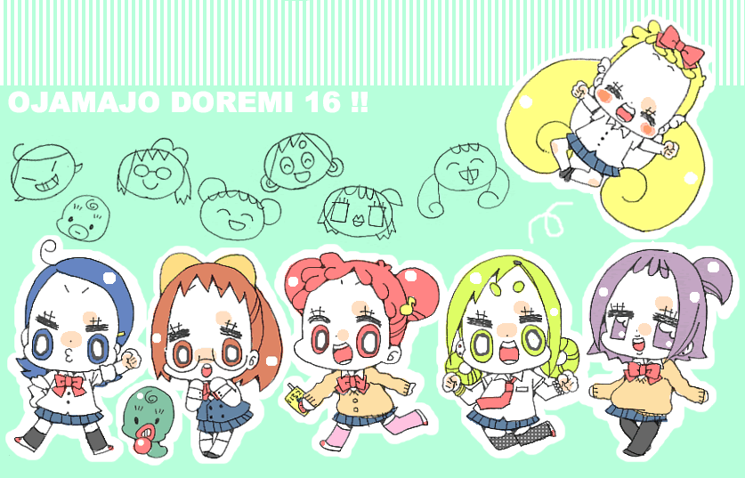 harukaze doremi, segawa onpu, fujiwara hazuki, senoo aiko, makihatayama hana, and 2 more (ojamajo doremi) drawn by beniko_(egg55)