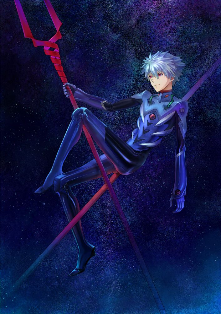 nagisa kaworu (neon genesis evangelion and 2 more) drawn by xojyan