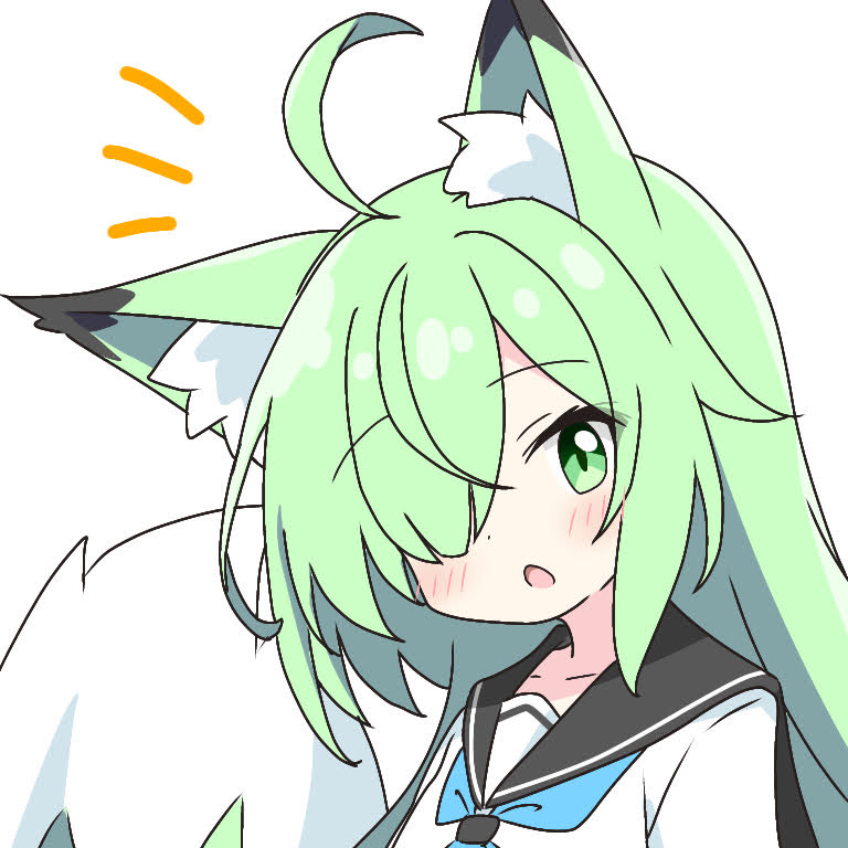 green-haired fox girl (original) drawn by kotatsu-mazoku