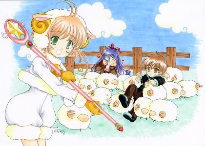 kinomoto sakura, daidouji tomoyo, and li syaoran (cardcaptor sakura) drawn by sakura_mio_(vent)