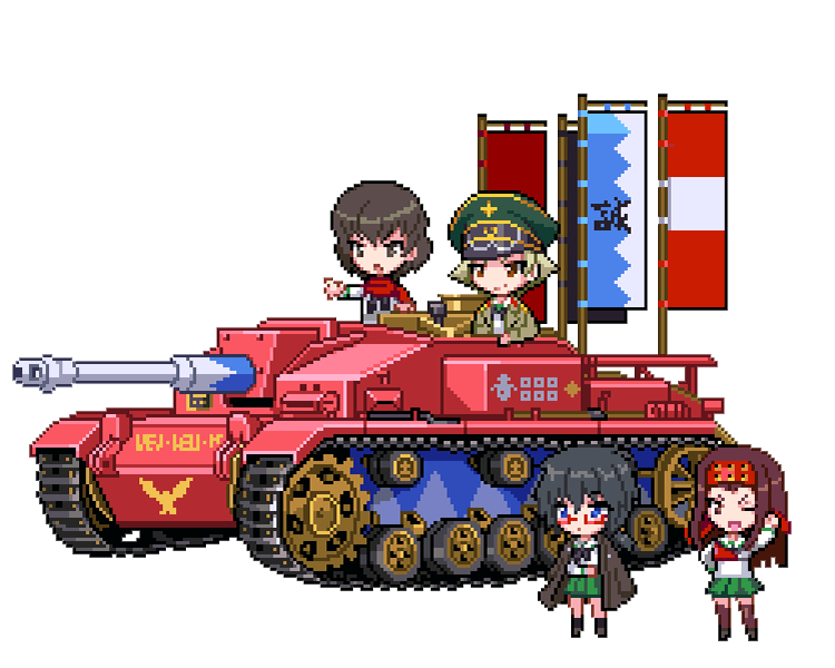 erwin, caesar, oryou, and saemonza (girls und panzer)