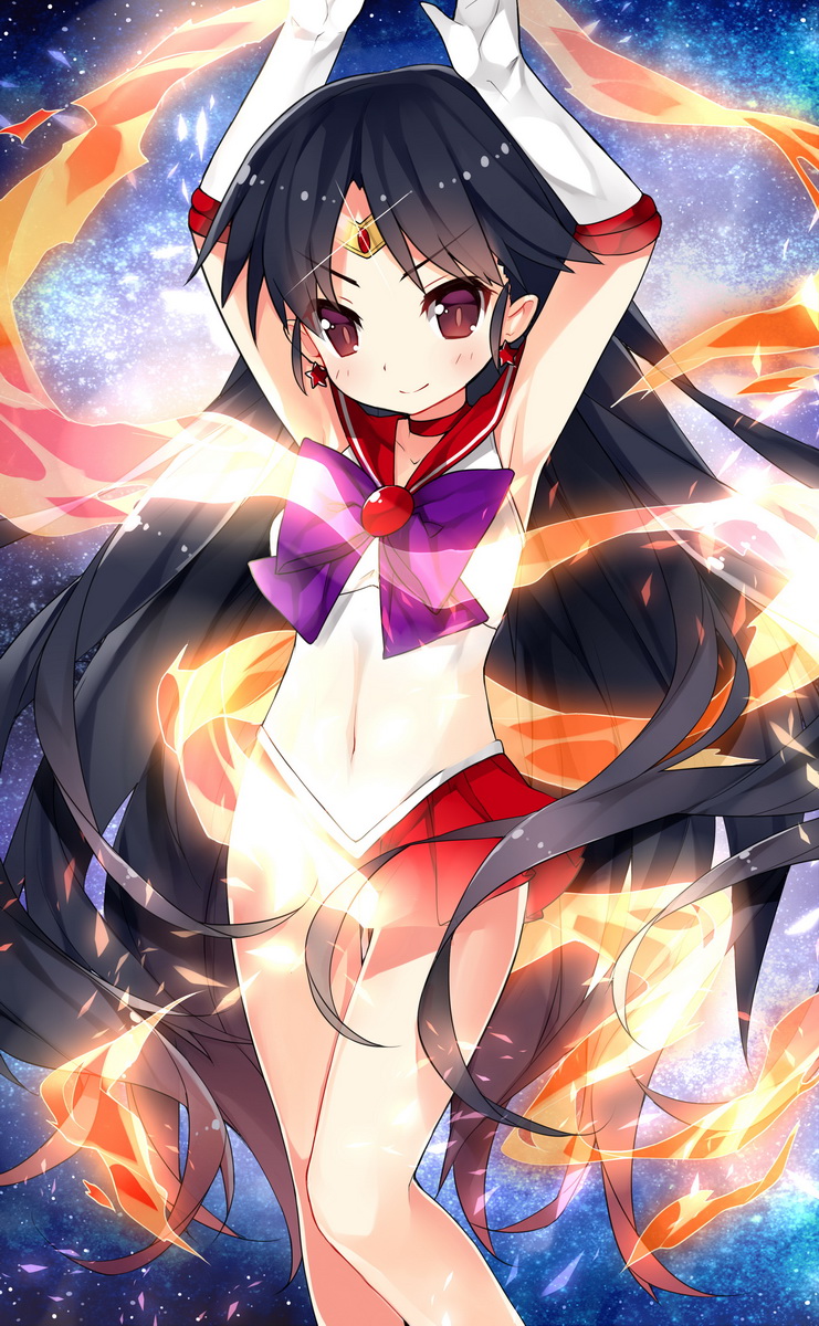 hino rei and sailor mars (bishoujo senshi sailor moon) drawn by saru