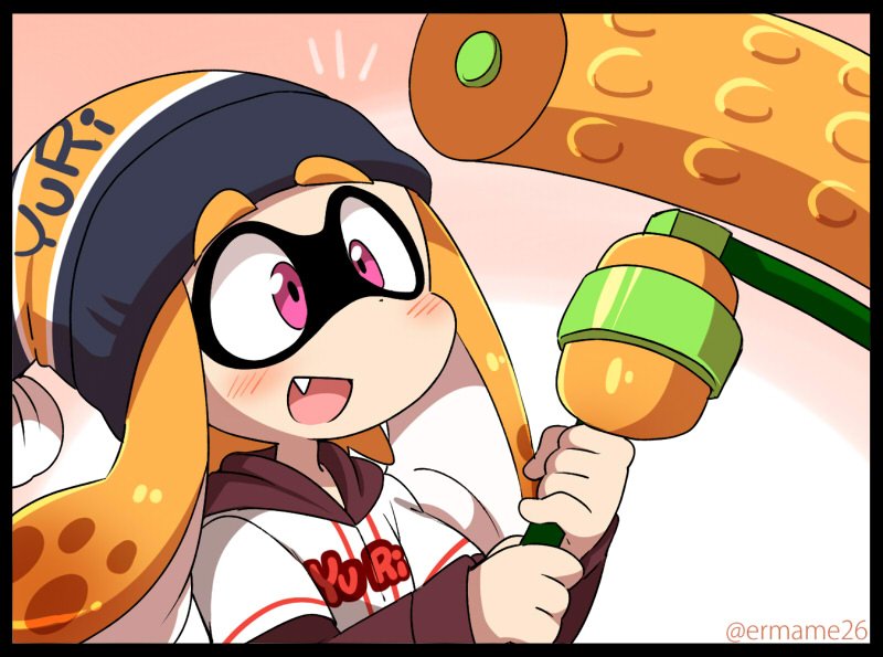 inkling player character and inkling girl (splatoon and 1 more) drawn by eromame