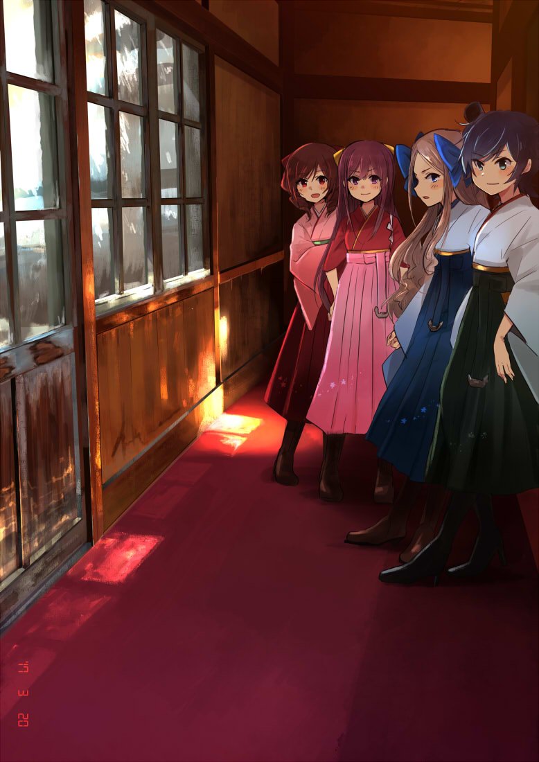 kamikaze, asakaze, harukaze, and matsukaze (kantai collection) drawn by annin_musou