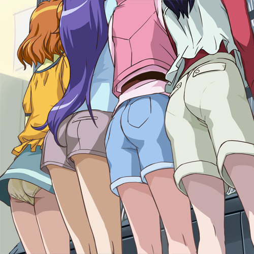 higashi setsuna, momozono love, yamabuki inori, and aono miki (precure and 1 more) drawn by haruyama_kazunori