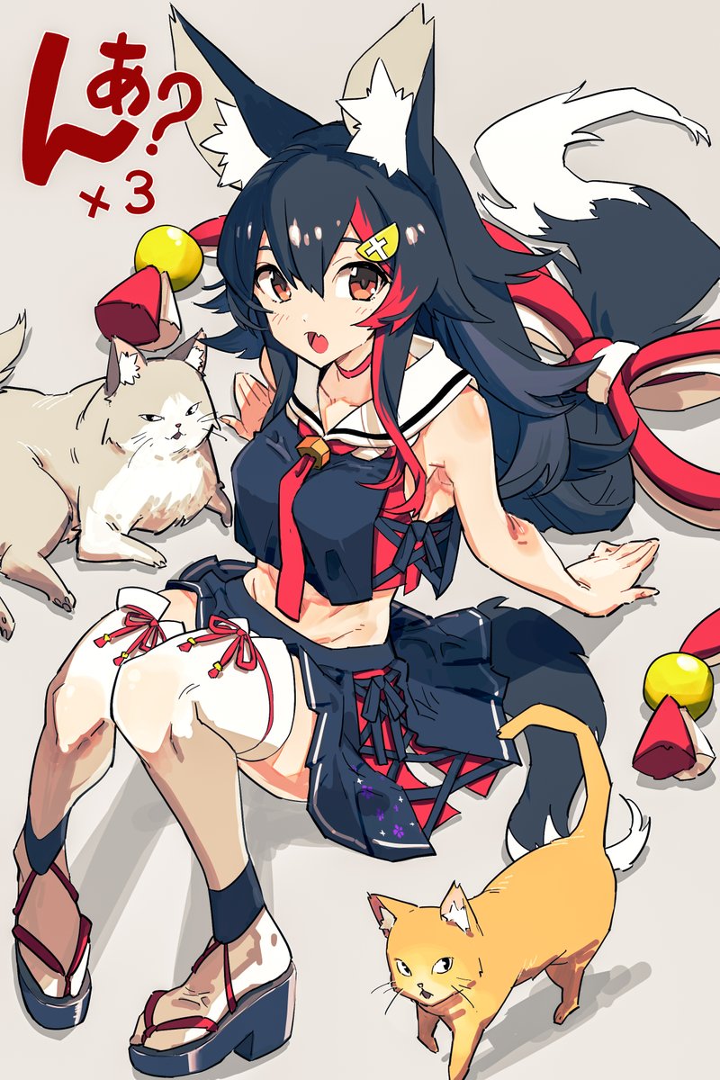 ookami mio, taiga, and tawa (hololive) drawn by tamo_(gaikogaigaiko)