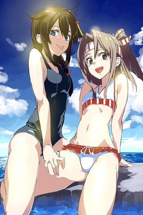 shigure, shigure kai ni, and zuihou (kantai collection) drawn by ruuto_(sorufu)