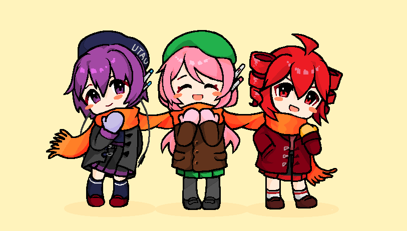 kasane teto, utane uta, and momone momo (utau) drawn by roto_(roto_doko)