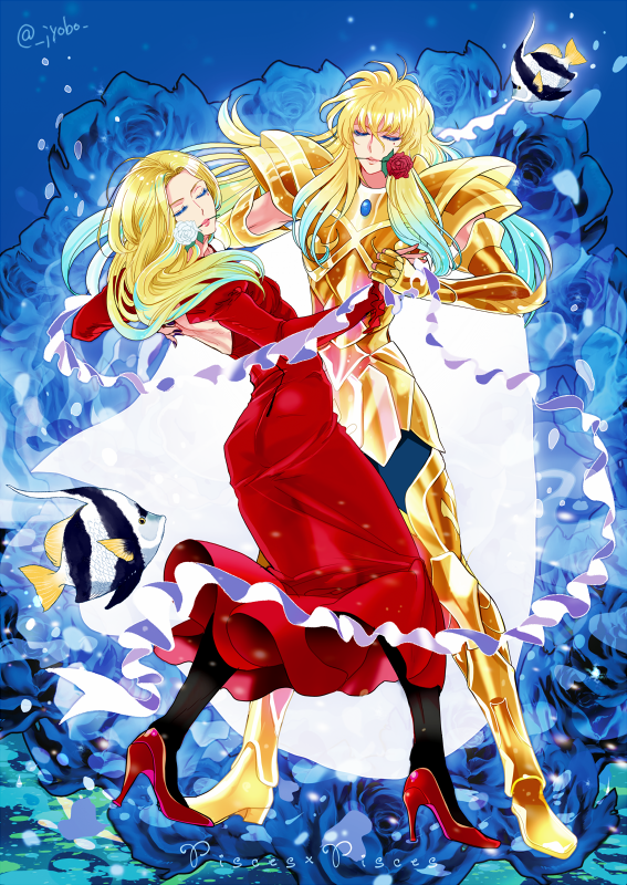 pisces aphrodite and deroa tephi (saint seiya) drawn by jobo_(isi88)