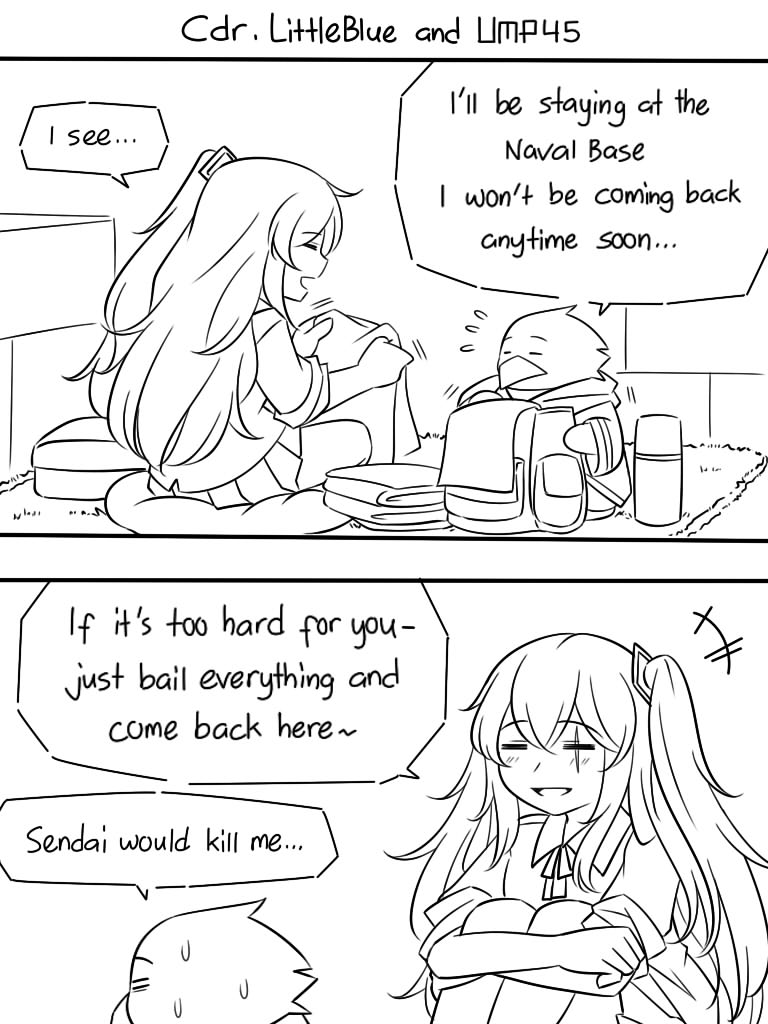 ump45, commander, little blue, and non-human commander (girls' frontline) drawn by guin_guin