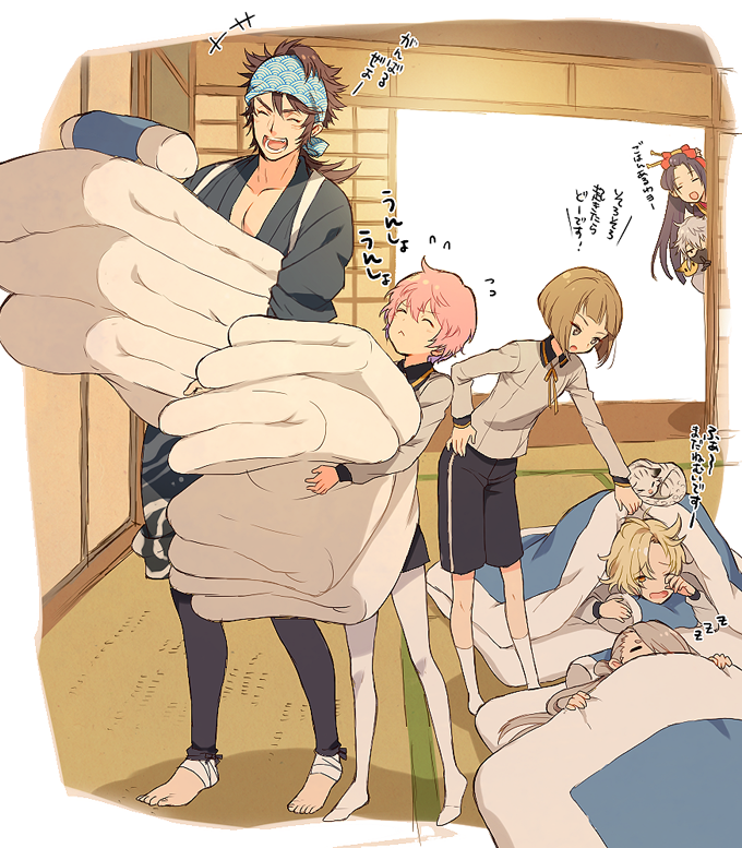 gokotai, ima-no-tsurugi, gokotai's tigers, mutsu-no-kami yoshiyuki, maeda toushirou, and 4 more (touken ranbu) drawn by tubumi