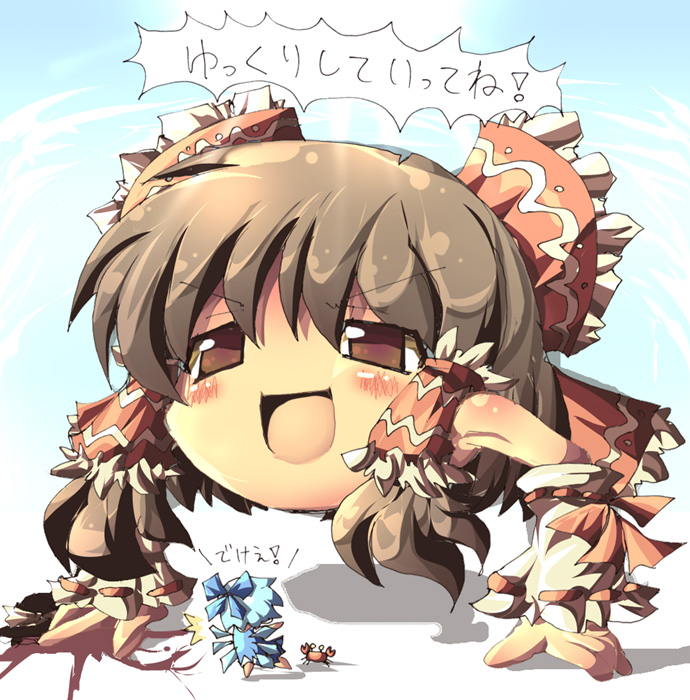 hakurei reimu and cirno (touhou) drawn by dangomushi