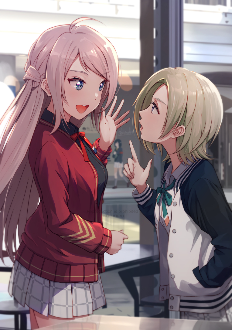 mifune shioriko, zhong lanzhu, and mia taylor (love live! and 2 more) drawn by shamakho