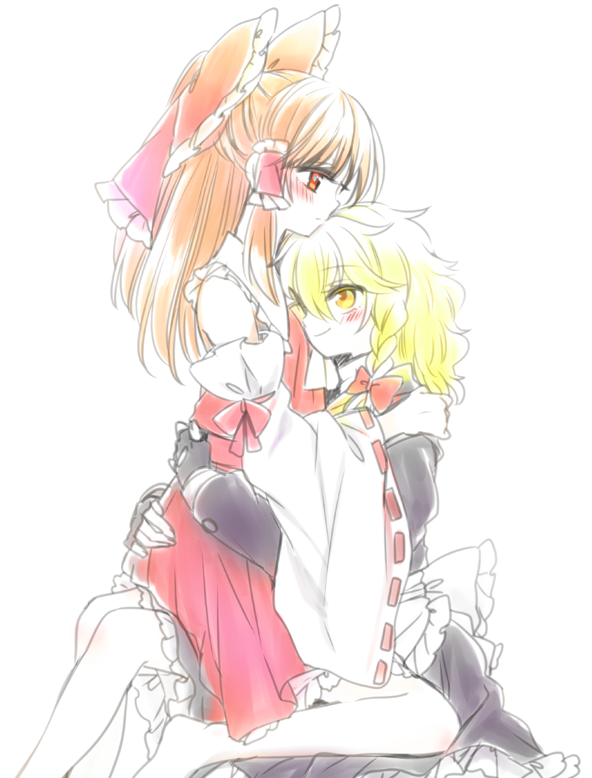 hakurei reimu and kirisame marisa (touhou) drawn by muzuki_uruu
