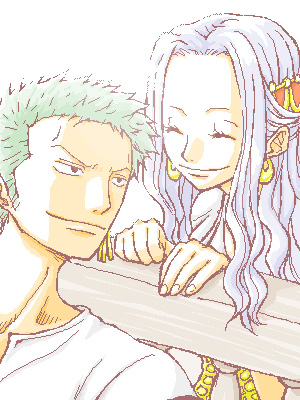 roronoa zoro and nefertari vivi (one piece) drawn by yamadaenako