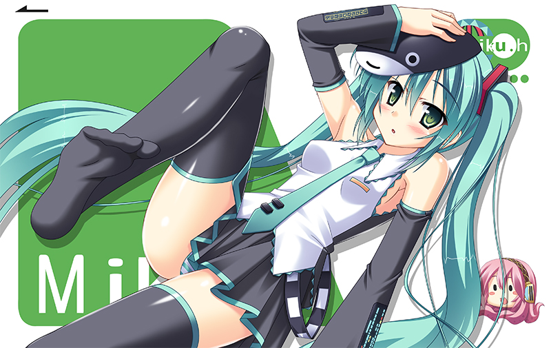 hatsune miku, megurine luka, and takoluka (vocaloid) drawn by skywaker