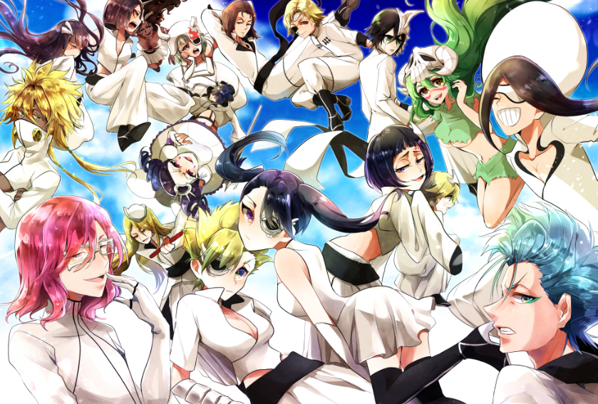 tier harribel, nelliel tu odelschwanck, grimmjow jaegerjaquez, ulquiorra cifer, nnoitra gilga, and 14 more (bleach) drawn by umi_(pixiv6861961)