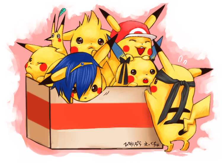 pikachu, red, lucario, marth, lucas, and 1 more (pokemon and 9 more) drawn by waka_charoku