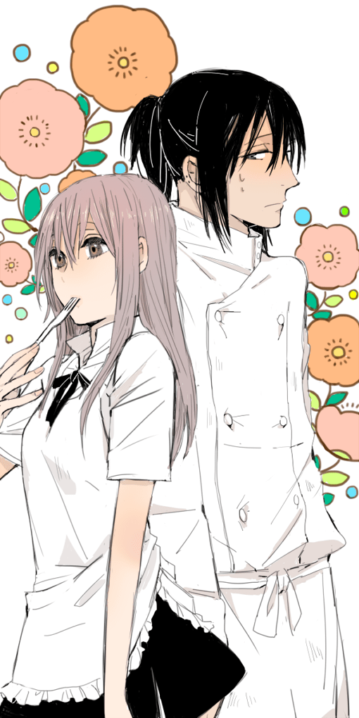 muranushi sayuri and adachi masahiro (working!!) drawn by shin_(ikntig1122)