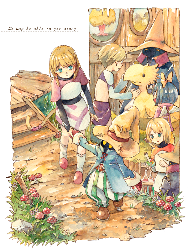black mage, vivi ornitier, and mikoto (final fantasy and 1 more) drawn by deboo