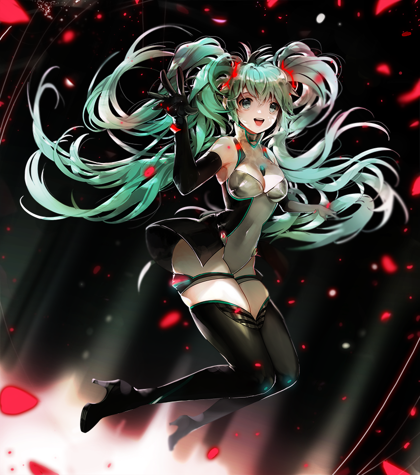 hatsune miku and racing miku (vocaloid and 2 more) drawn by swissmissmachi