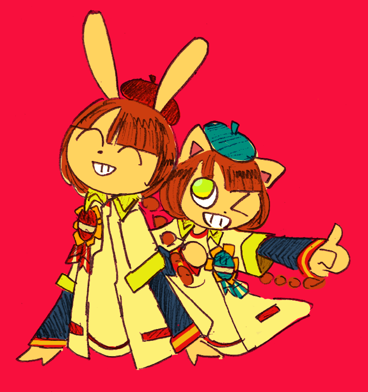 mimi and nyami (bemani and 1 more) drawn by mago_oowarawa