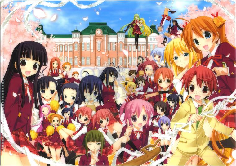 evangeline a.k. mcdowell, kagurazaka asuna, sakurazaki setsuna, miyazaki nodoka, ayase yue, and 27 more (mahou sensei negima!) drawn by fujima_takuya