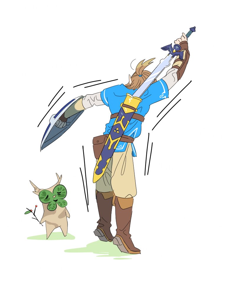 link and korok (the legend of zelda and 1 more) drawn by suzumoto_haru