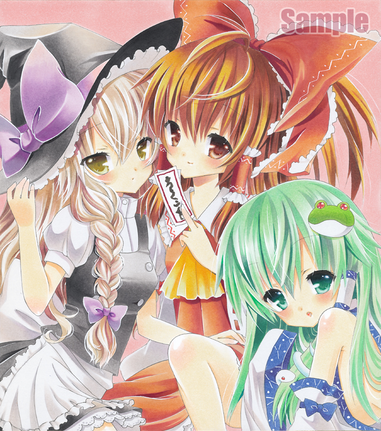 hakurei reimu, kirisame marisa, and kochiya sanae (touhou) drawn by ayuayu_(chisuke_ayu)