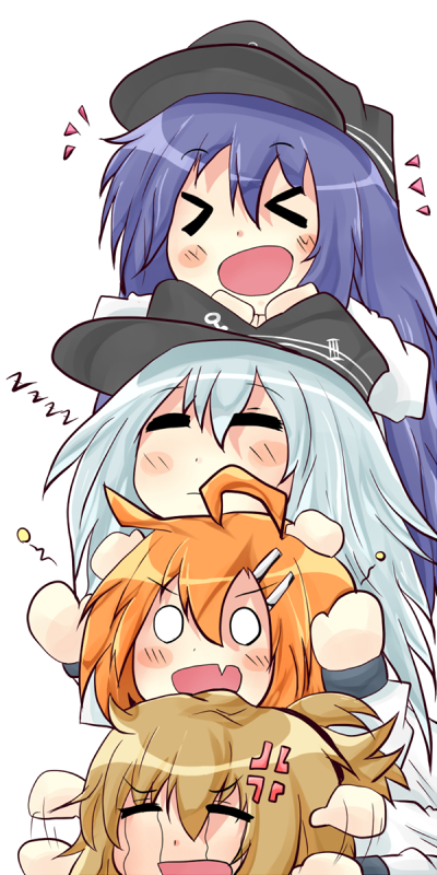 hibiki, inazuma, ikazuchi, and akatsuki (kantai collection) drawn by houkodou