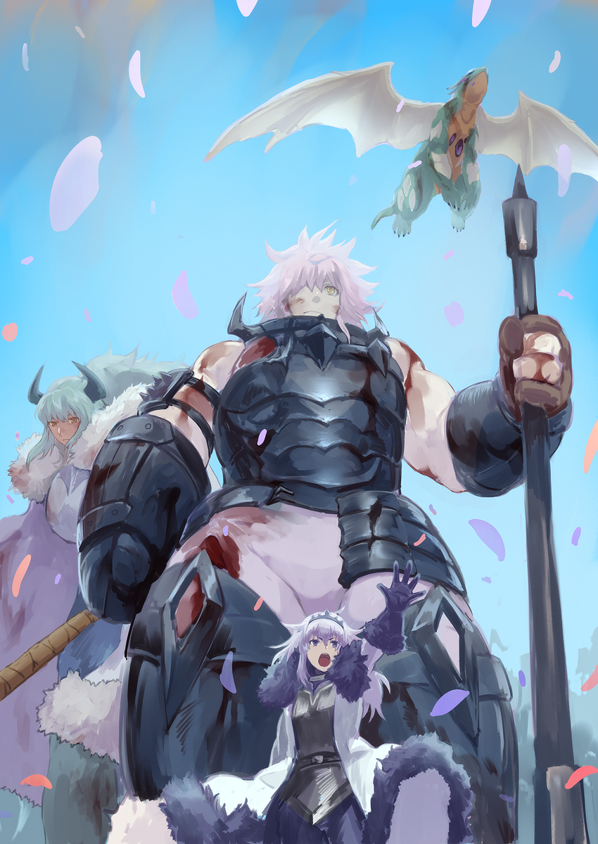 zera the hornless empress, ulferica, vigna vivironina, and caillou pyroxene (pixiv fantasia and 1 more) drawn by iwaya