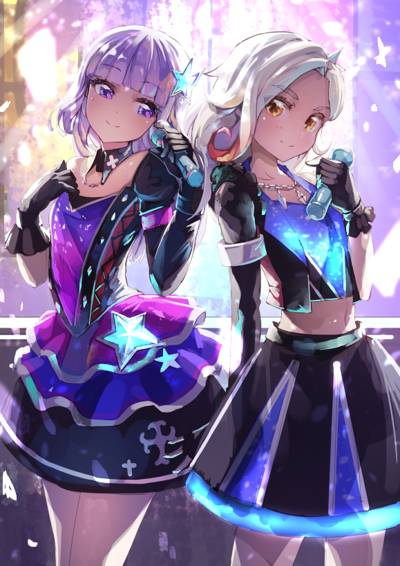 hikami sumire and kurosawa rin (aikatsu!) drawn by koruse