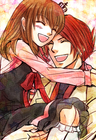 ushiromiya battler and ushiromiya maria (umineko no naku koro ni) drawn by kaoru