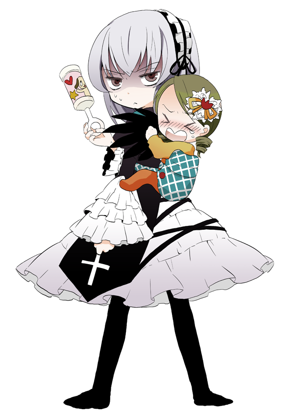 suigintou, kanaria, and kunkun (rozen maiden) drawn by satou_memeko