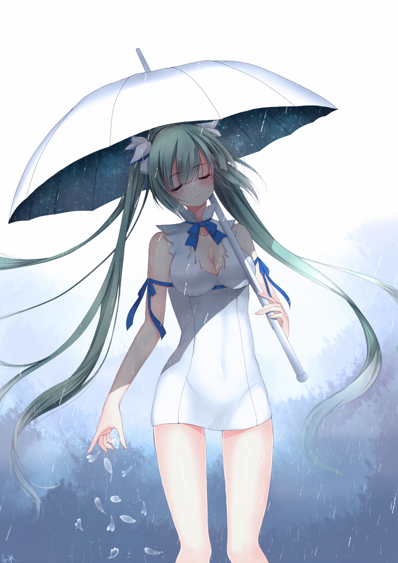 hatsune miku and hestia (vocaloid and 1 more) drawn by aque_shen_lei