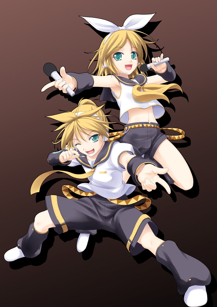 kagamine rin and kagamine len (vocaloid) drawn by kazami_fukashido