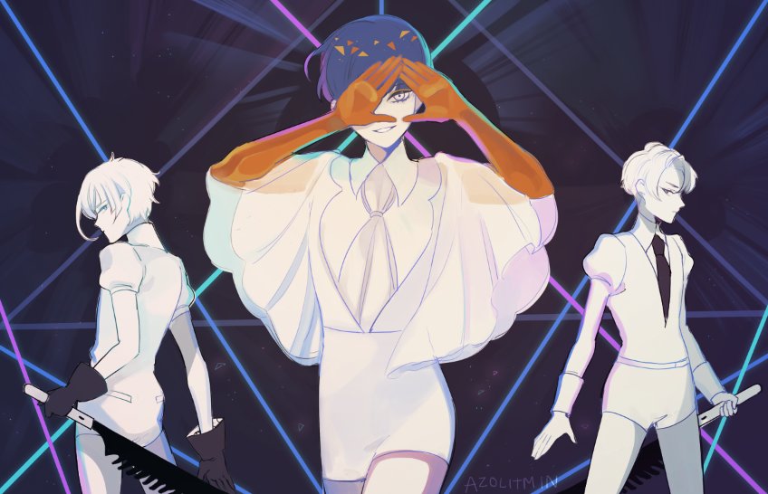 phosphophyllite, antarcticite, and cairngorm (idolmaster and 3 more) drawn by azolitmin