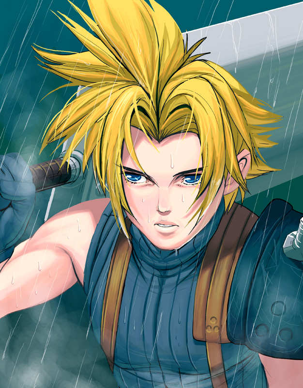 cloud strife and abe takakazu (final fantasy and 2 more) drawn by kouno_(masao)