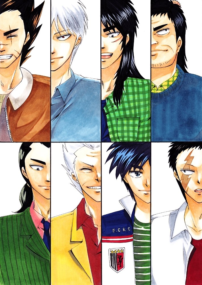 itou kaiji, akagi shigeru, ukai zero, morita tetsuo, kudou gai, and 3 more (kaiji and 7 more) drawn by nakano_(p-geist)